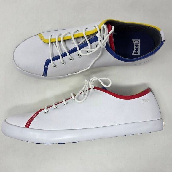 CAMPER TWINS TWS RED BLUE YELLOW WHITE DUAL LEATHER SNEAKERS SHOES MENS 12 NEW - Picture 1 of 9